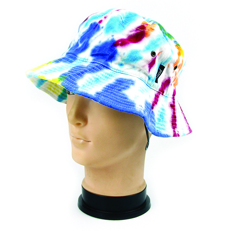 Gorąca sprzedaż Fashion Custom Cotton Oddychająca czapka przeciwsłoneczna Tie Dye Bucket Hat (1)
