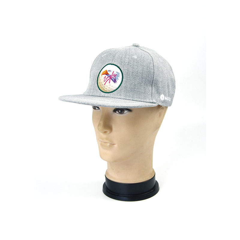 Grey Snapback hat basebal cap with woven label (1)
