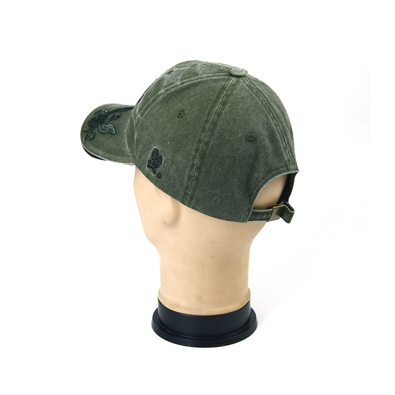 Olive Green Washed Embroidered Baseball Cap Dad hat (3)