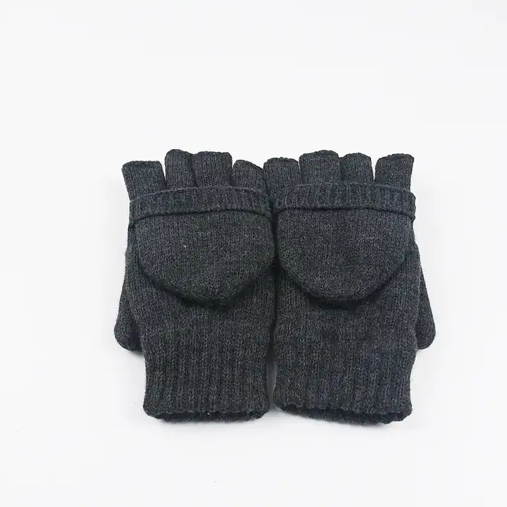 half finger fleece lining gloves with finger cap 3