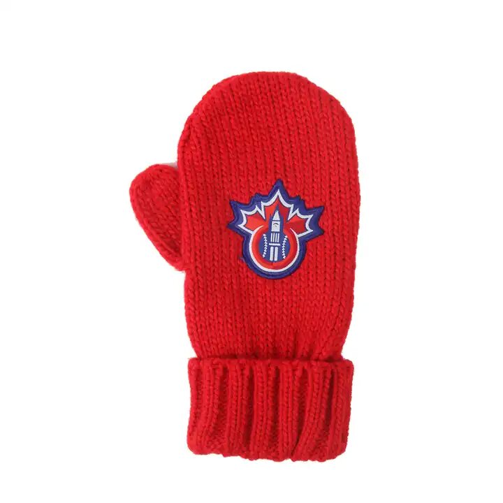 warm outdoor soft custom logo embroidery sport knitted acrylic gloves mittens 4_proc